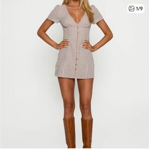 Princess Polly Brown Checkered Mini Dress size 2